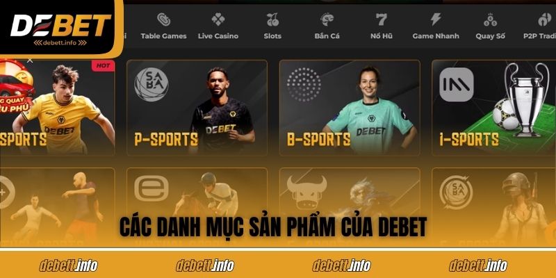 Các danh mục sản phẩm của DEBET